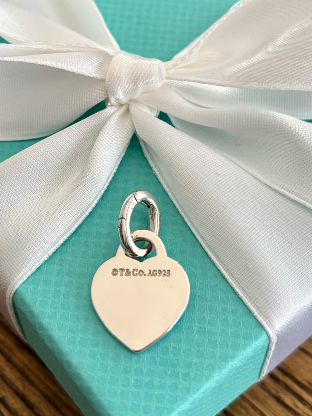 Tiffany & Co. Sterling Silver Heart Charm with Clasping Ring - Picture 3 of 7